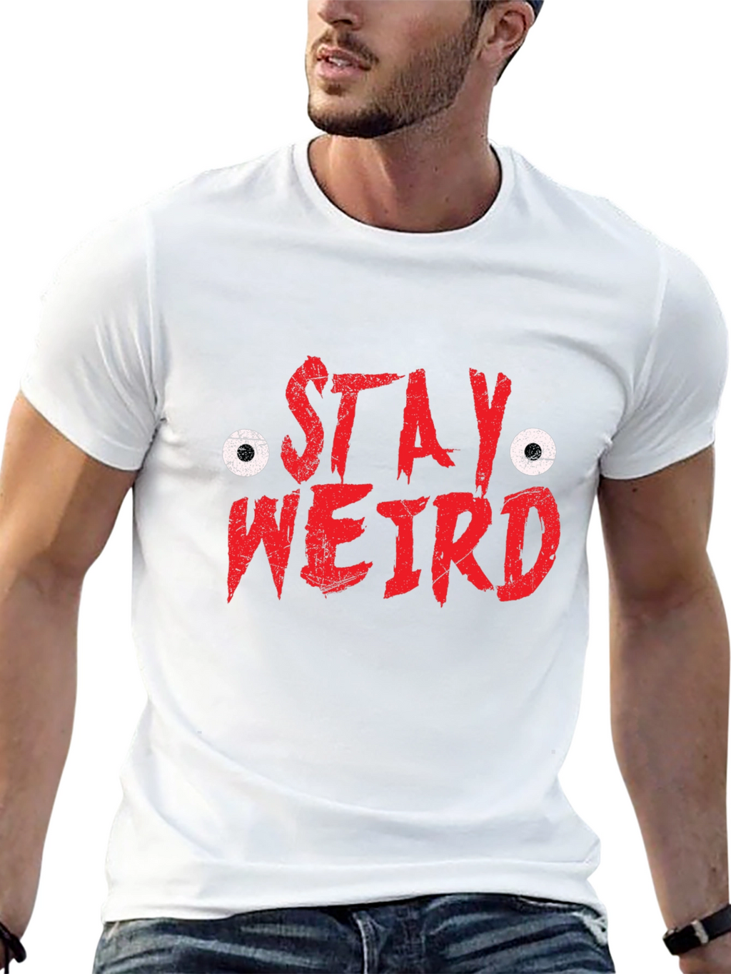 Stay Weird Graphic Tee - Black Cotton T-Shirt
