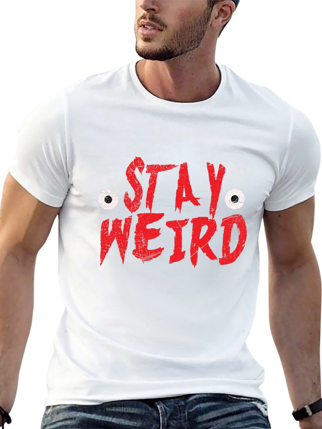 Stay Weird Graphic Tee - Black Cotton T-Shirt