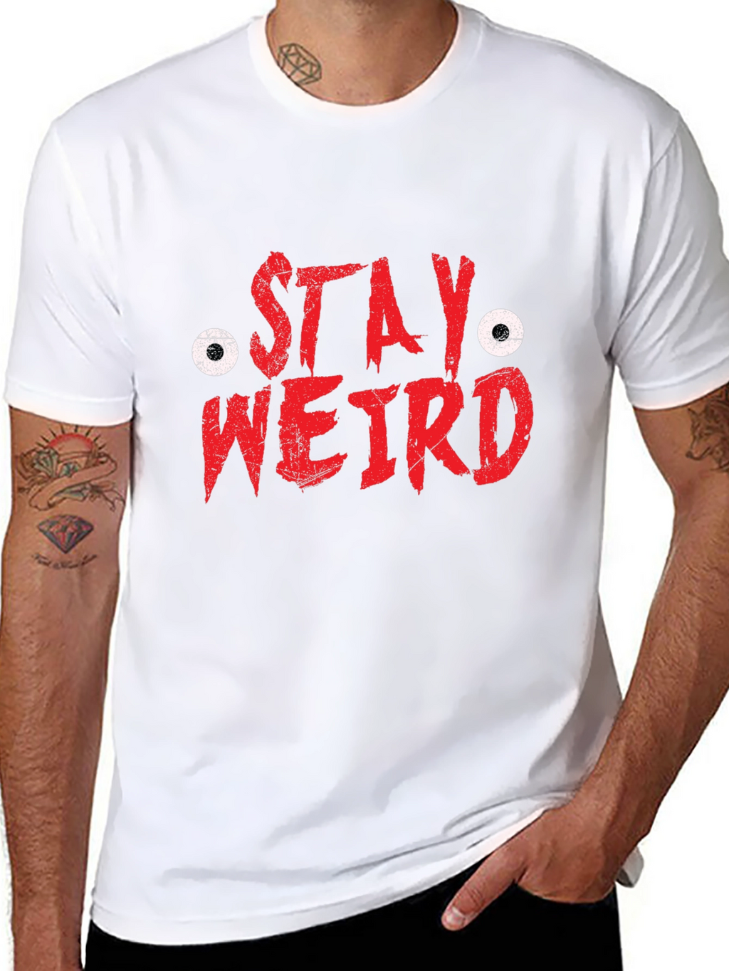 Stay Weird Graphic Tee - Black Cotton T-Shirt