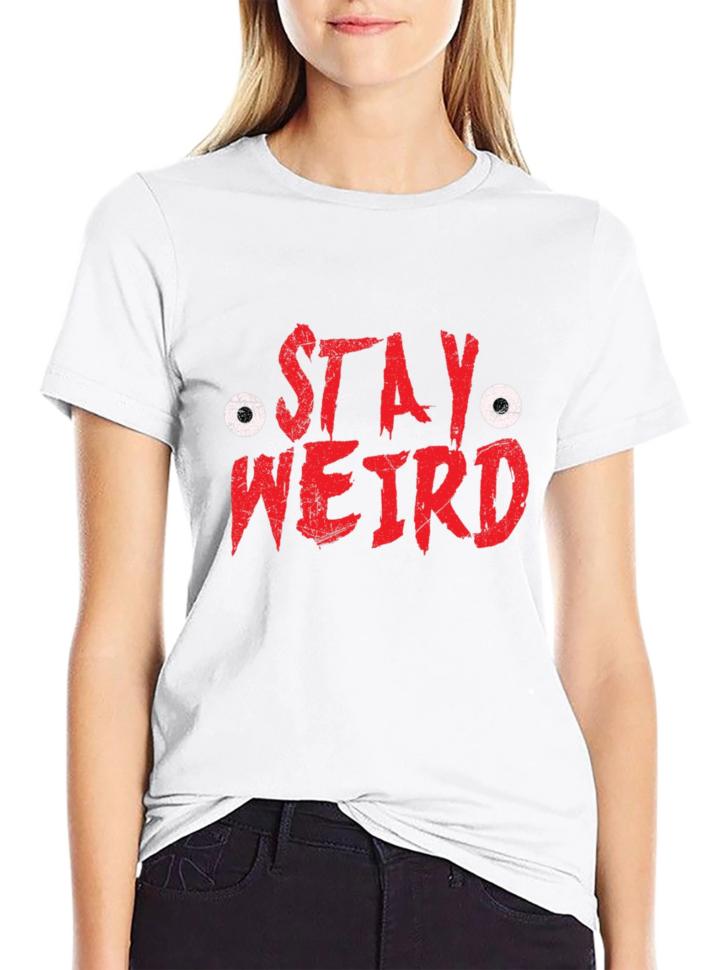 Stay Weird Graphic Tee - Black Cotton T-Shirt