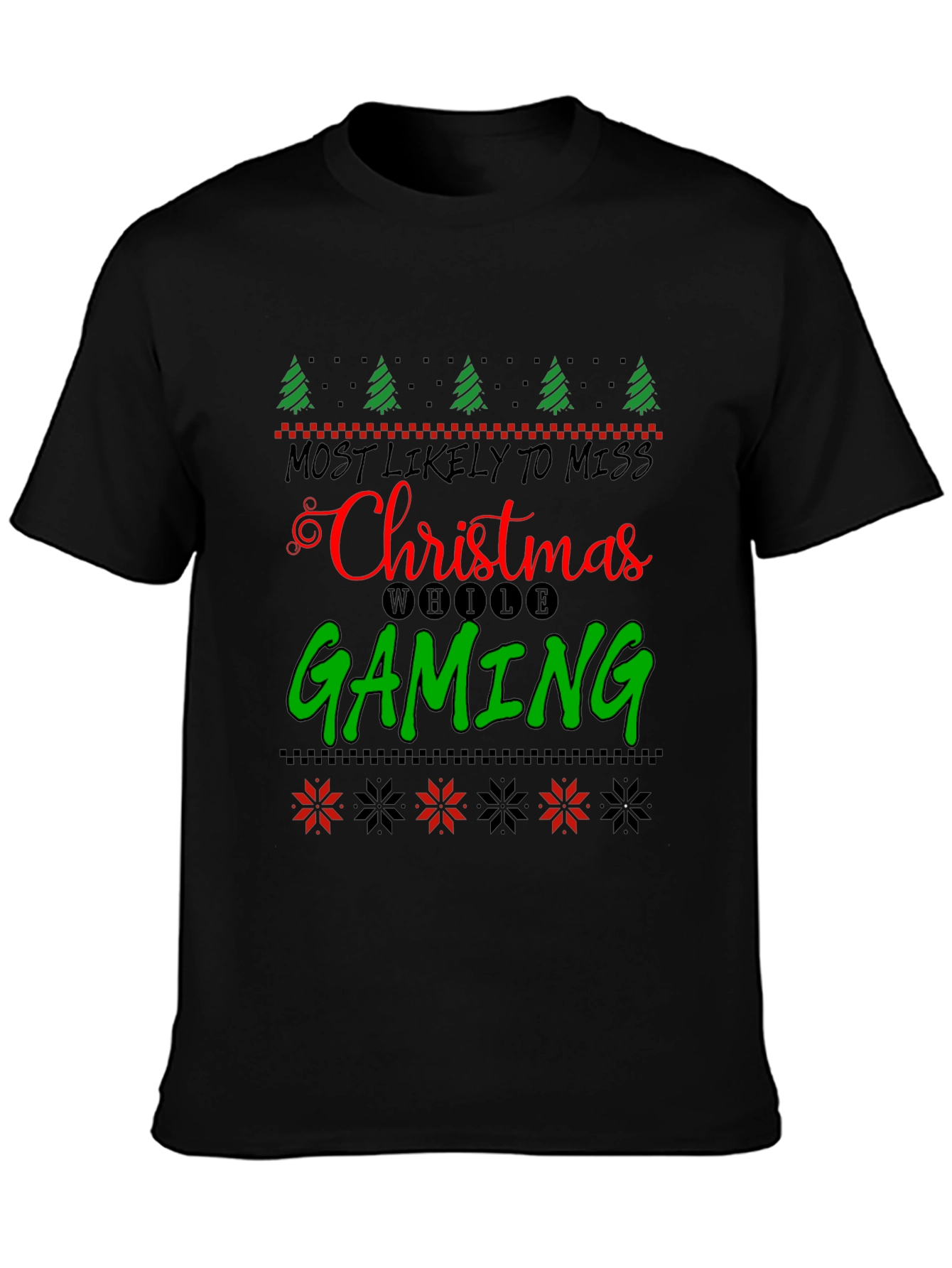 Gamer Christmas T-Shirt - Most Likely to Miss Gaming Tee