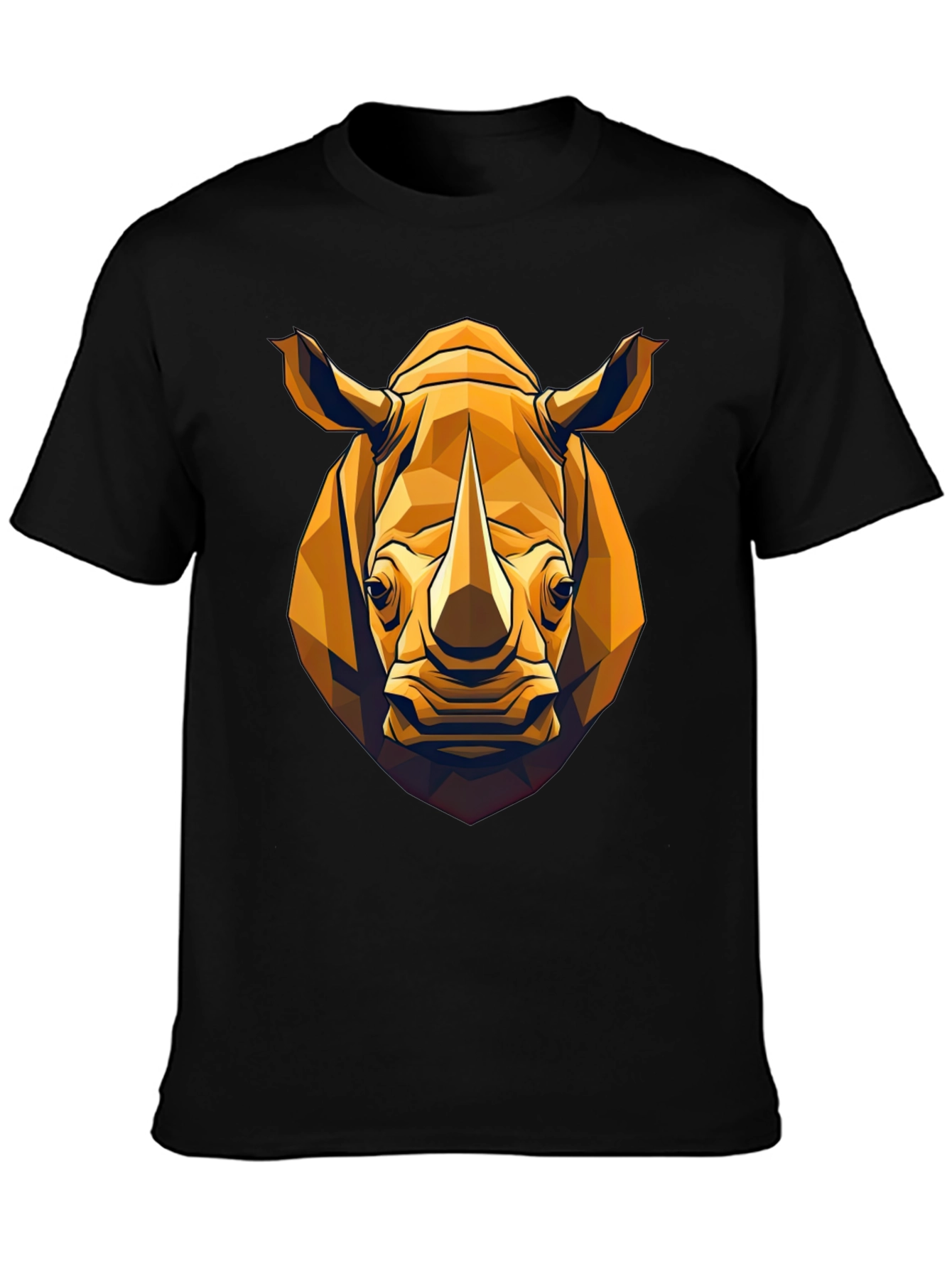 Geometric Rhino Graphic Tee - Black