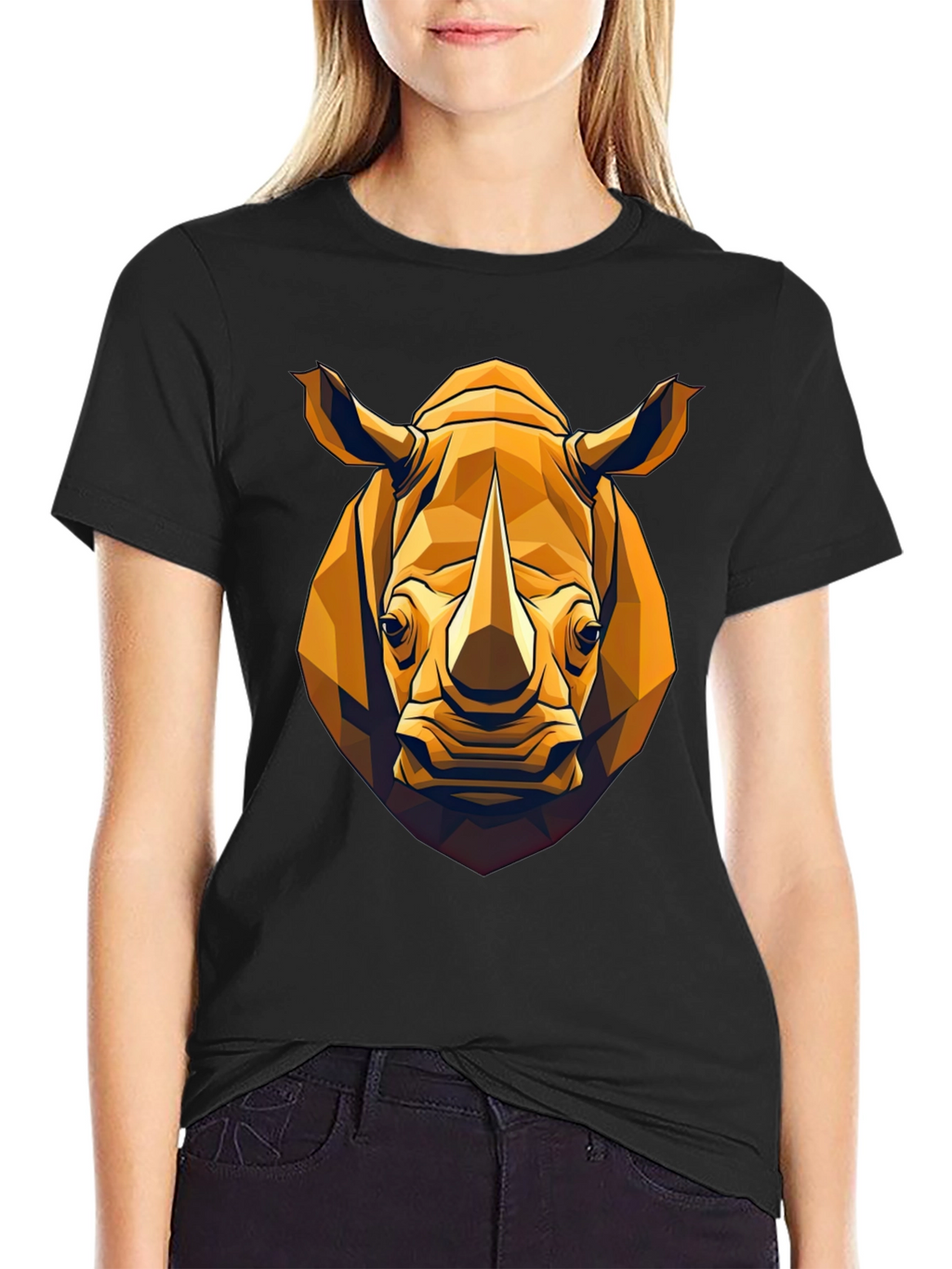 Geometric Rhino Graphic Tee - Black