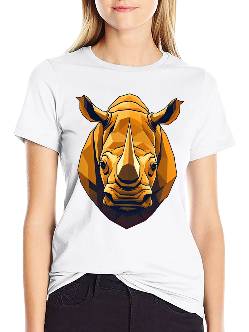 Geometric Rhino Graphic Tee - Black