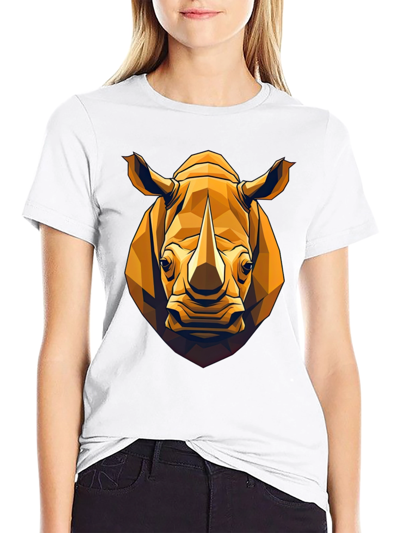 Geometric Rhino Graphic Tee - Black