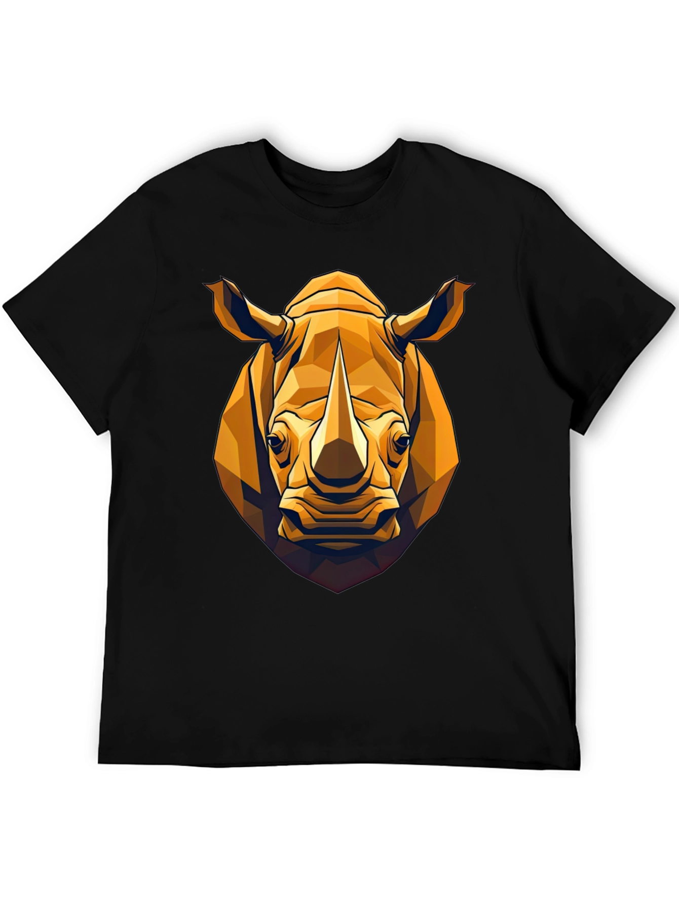 Geometric Rhino Graphic Tee - Black