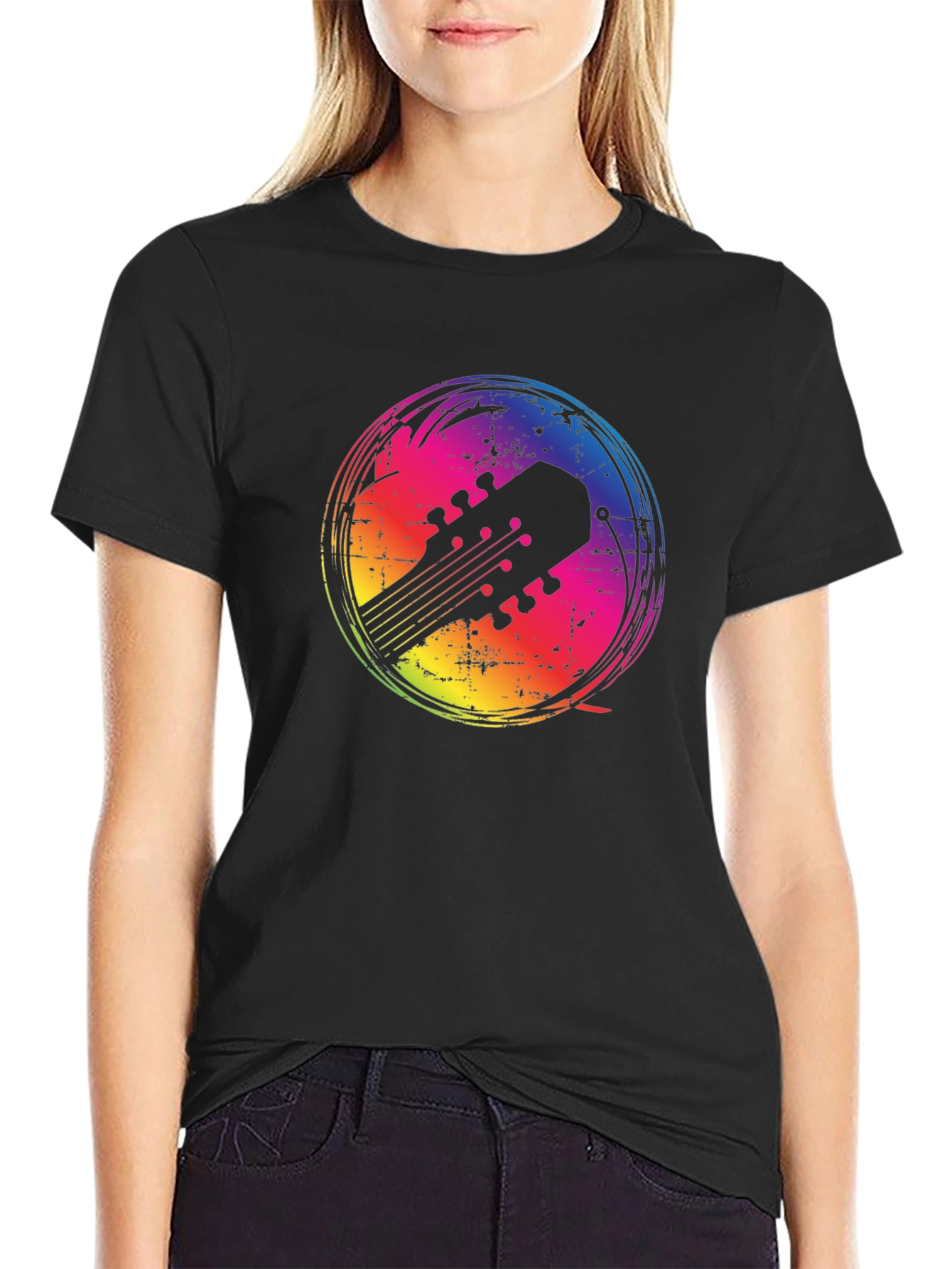 Rainbow Guitar Headstock Graphic Tee