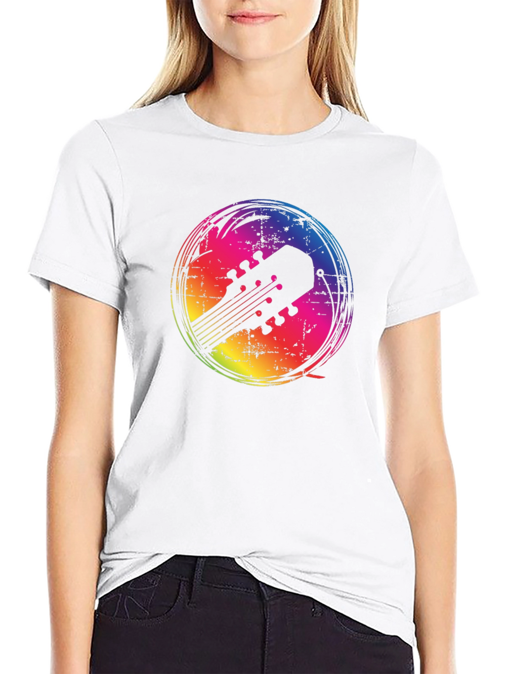 Rainbow Guitar Headstock Graphic Tee