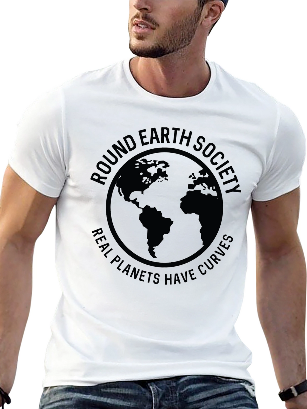 Round Earth Society T-Shirt - Real Planets Have Curves