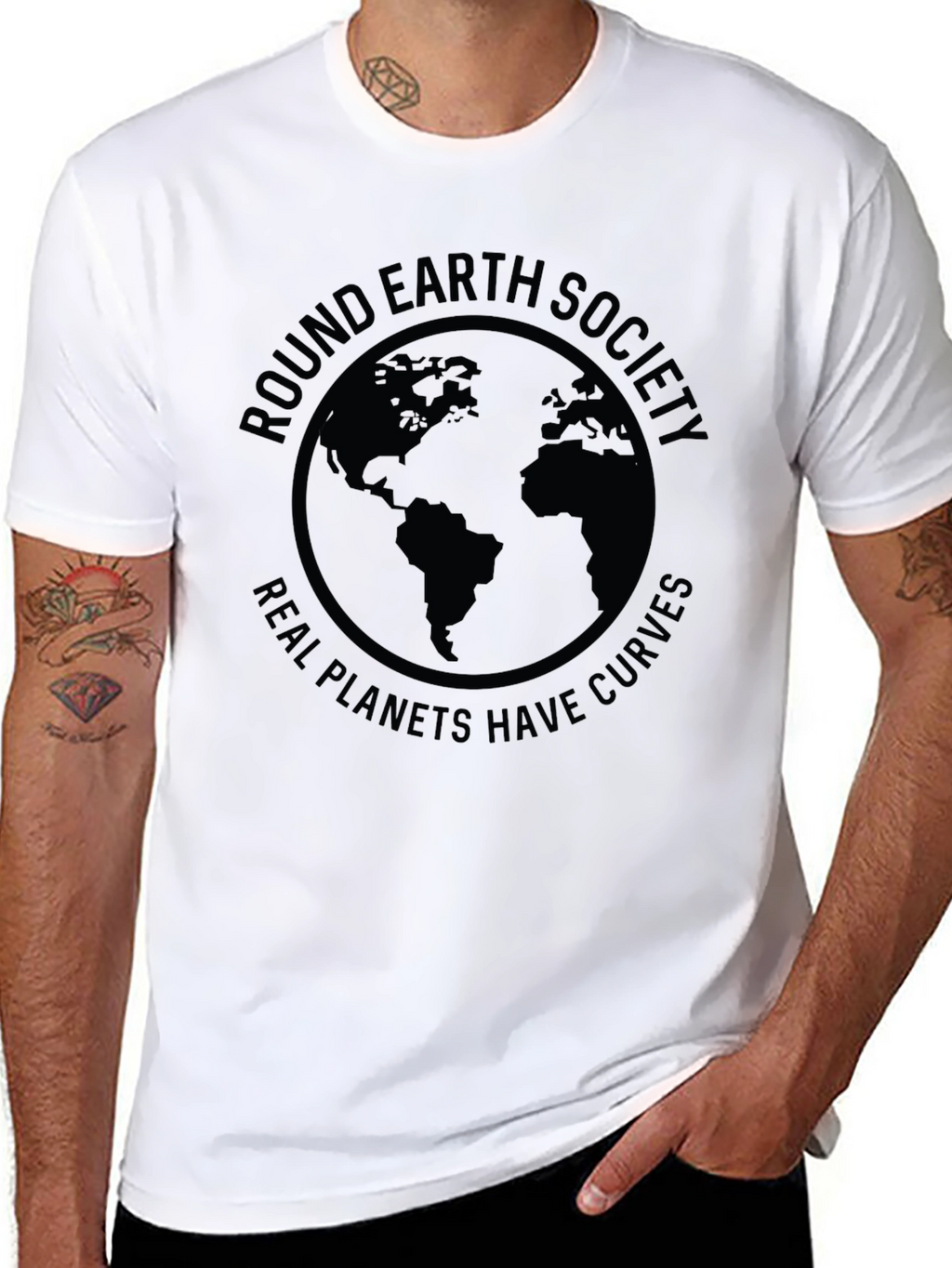 Round Earth Society T-Shirt - Real Planets Have Curves