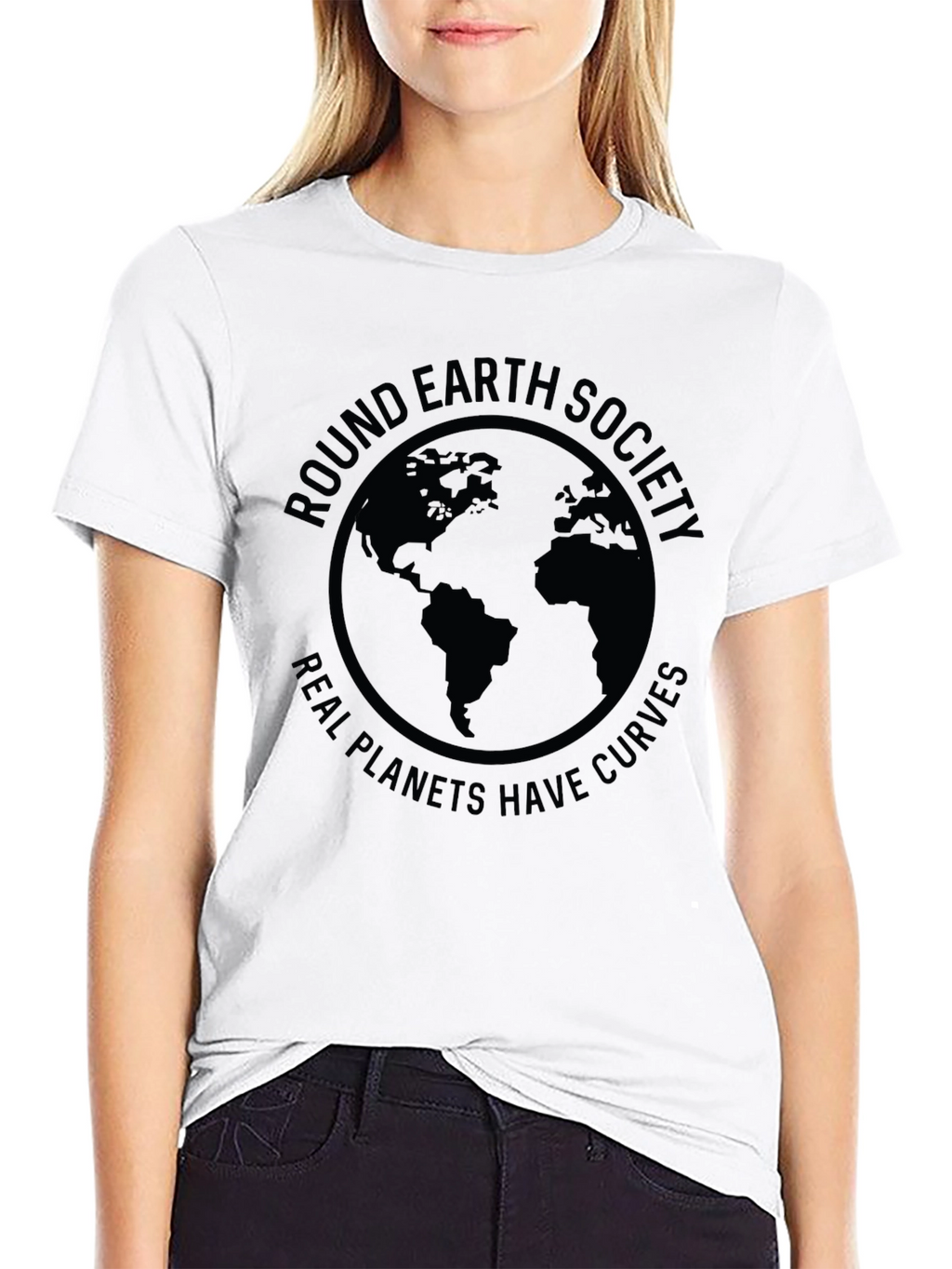 Round Earth Society T-Shirt - Real Planets Have Curves
