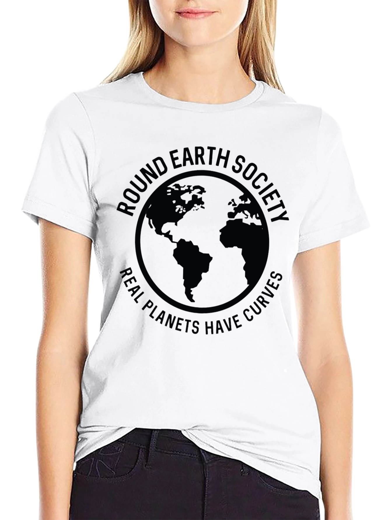 Round Earth Society T-Shirt - Real Planets Have Curves