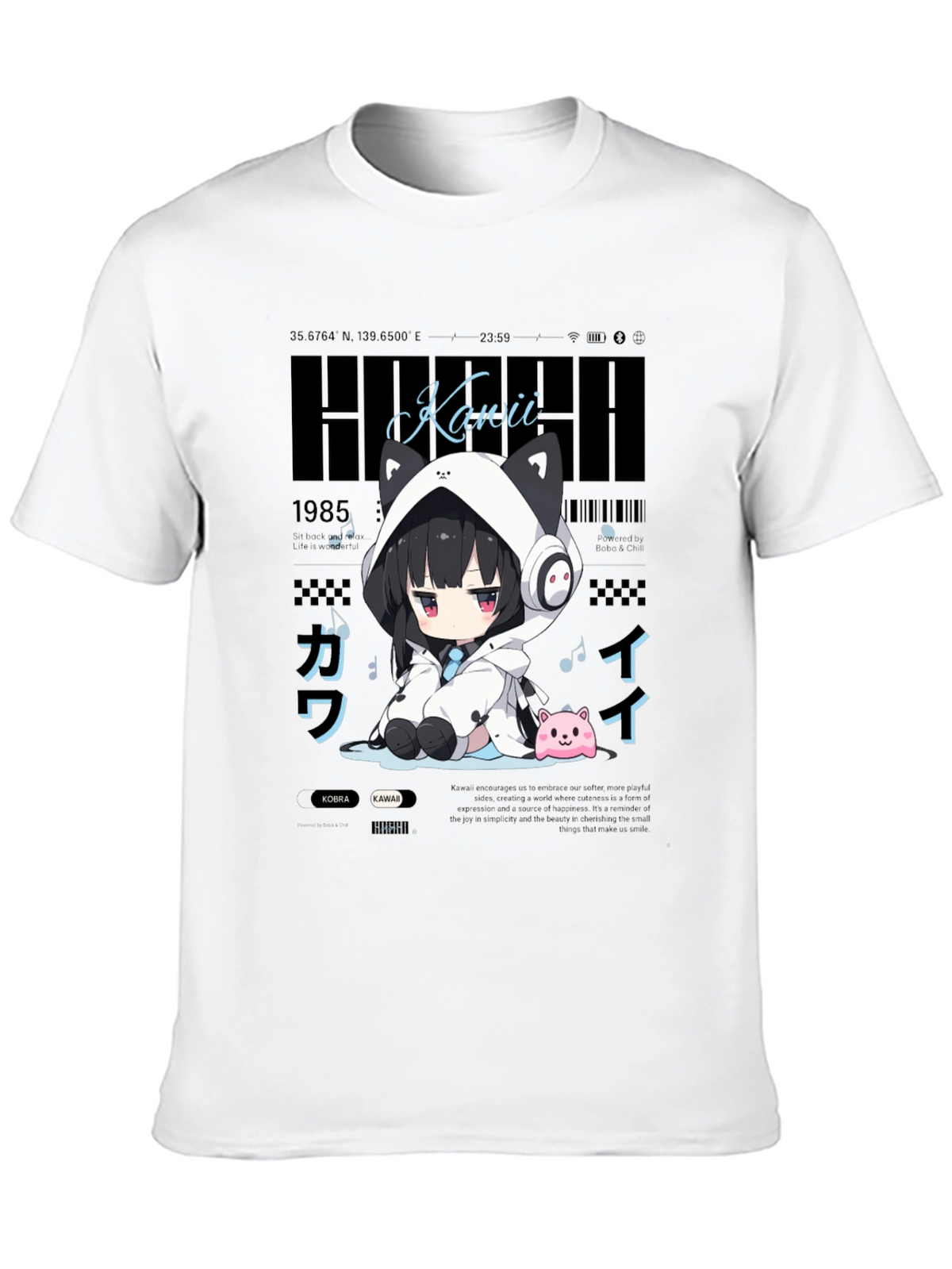 Kawaii Anime Style Black T-Shirt