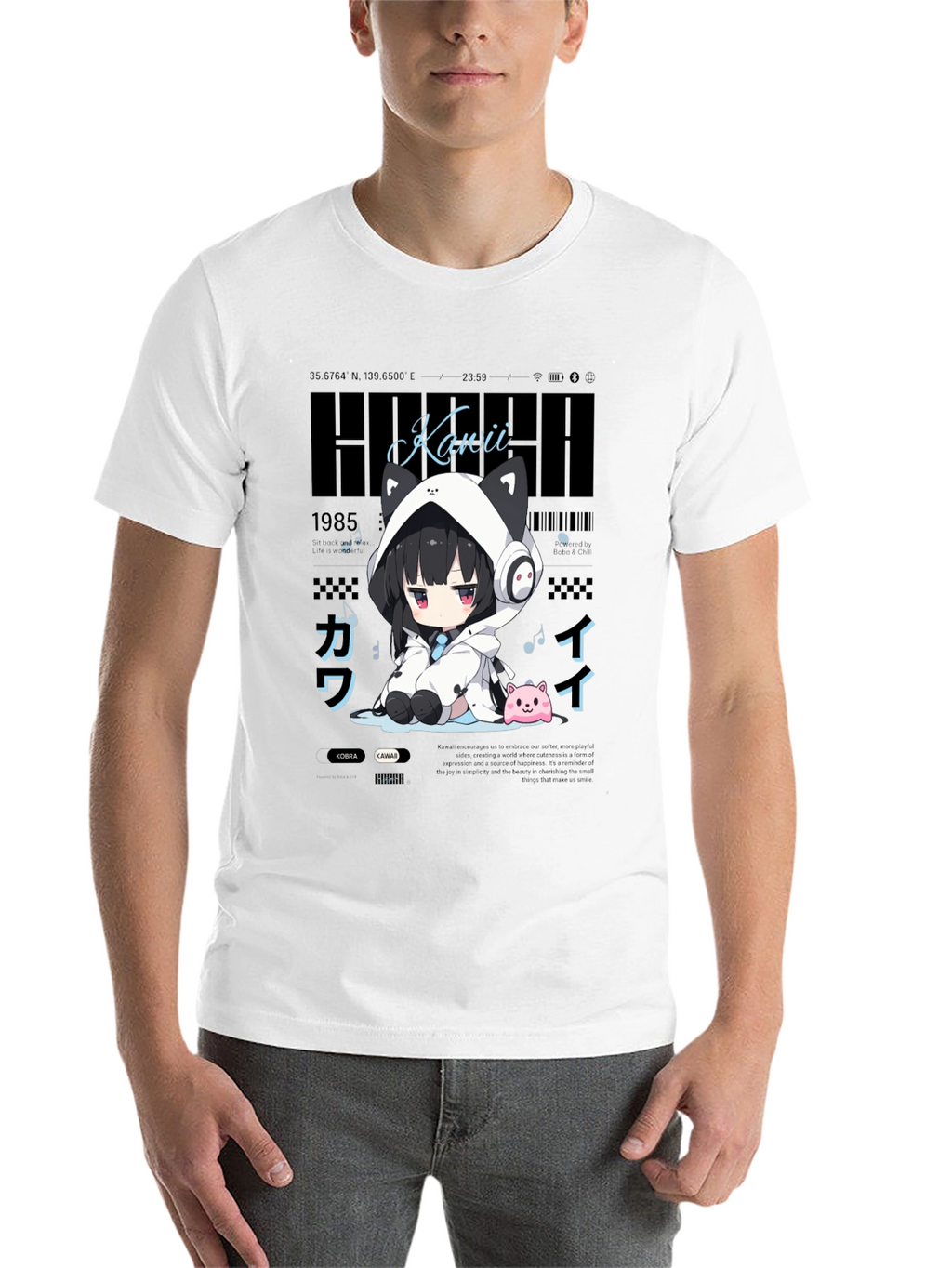 Kawaii Anime Style Black T-Shirt