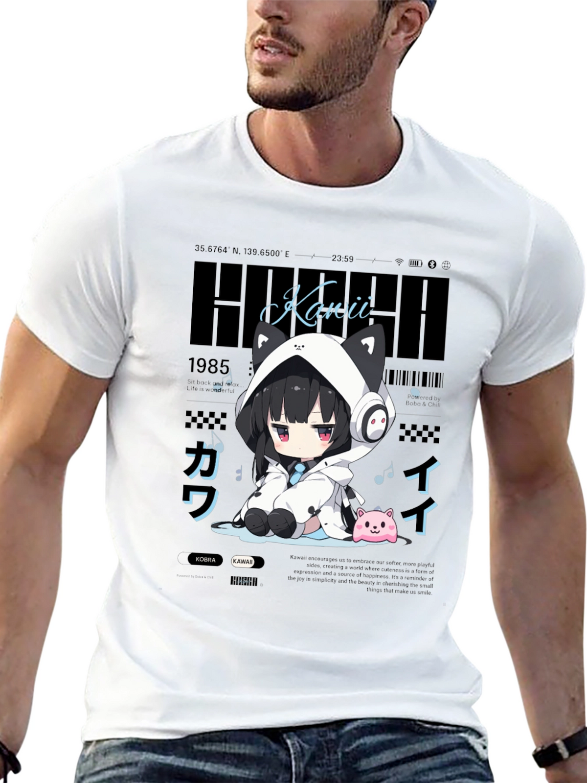 Kawaii Anime Style Black T-Shirt
