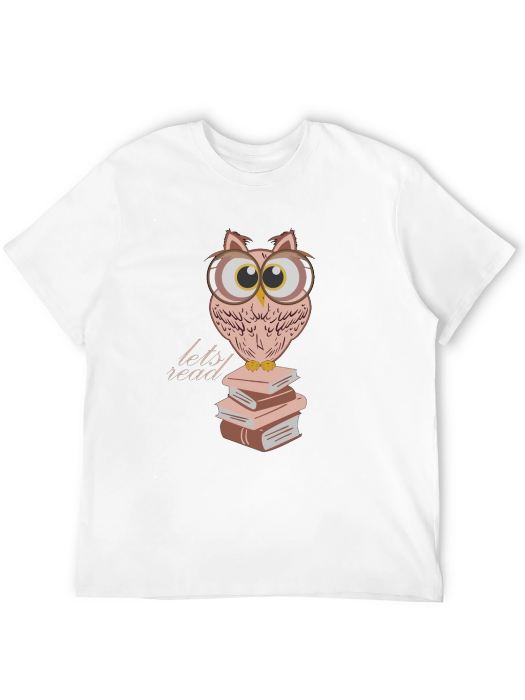 Owl Reading Books T-Shirt - Black Cotton Tee