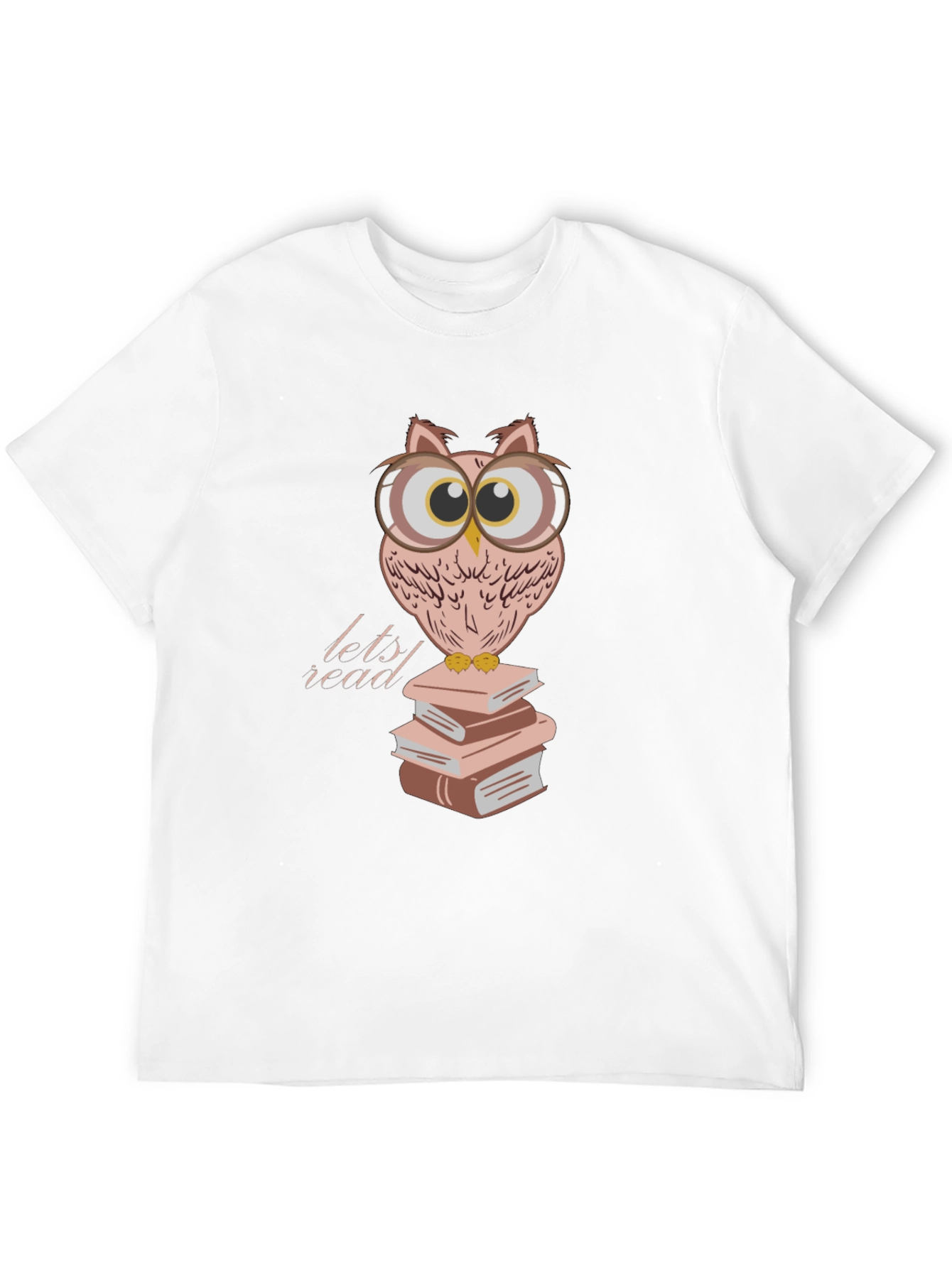 Owl Reading Books T-Shirt - Black Cotton Tee