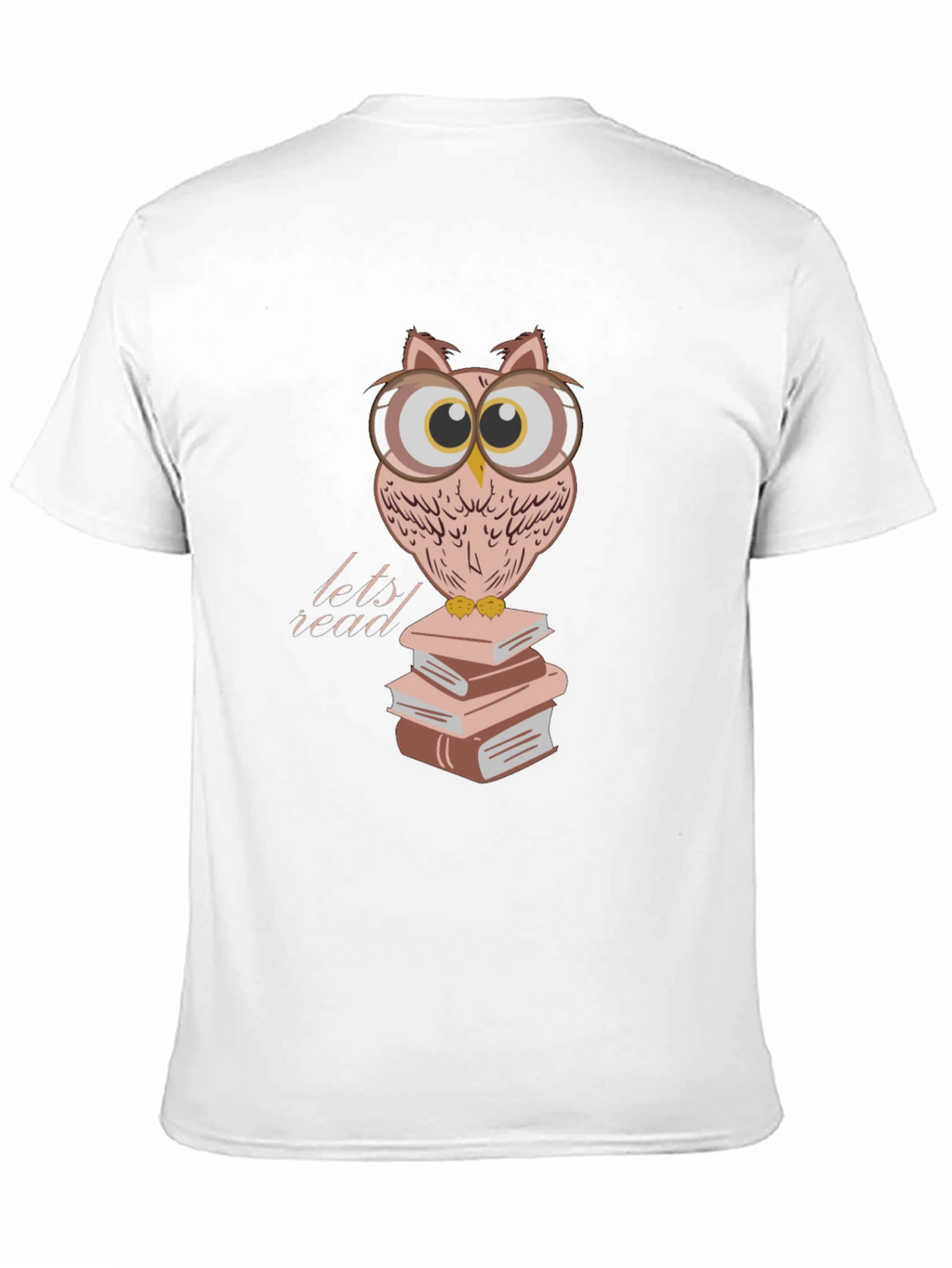 Owl Reading Books T-Shirt - Black Cotton Tee