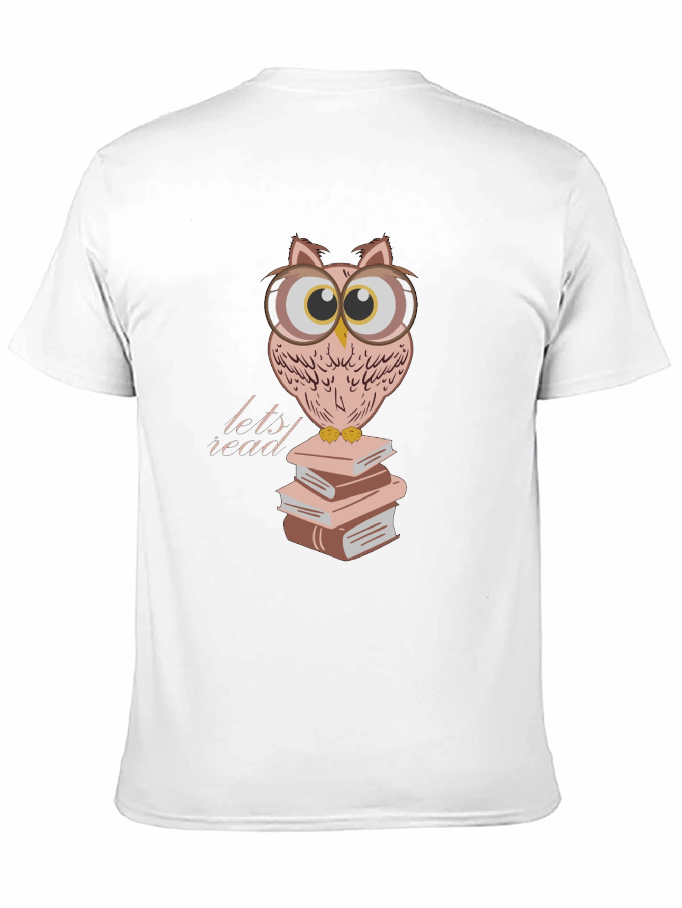 Owl Reading Books T-Shirt - Black Cotton Tee