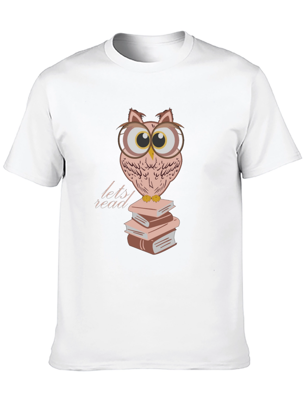 Owl Reading Books T-Shirt - Black Cotton Tee