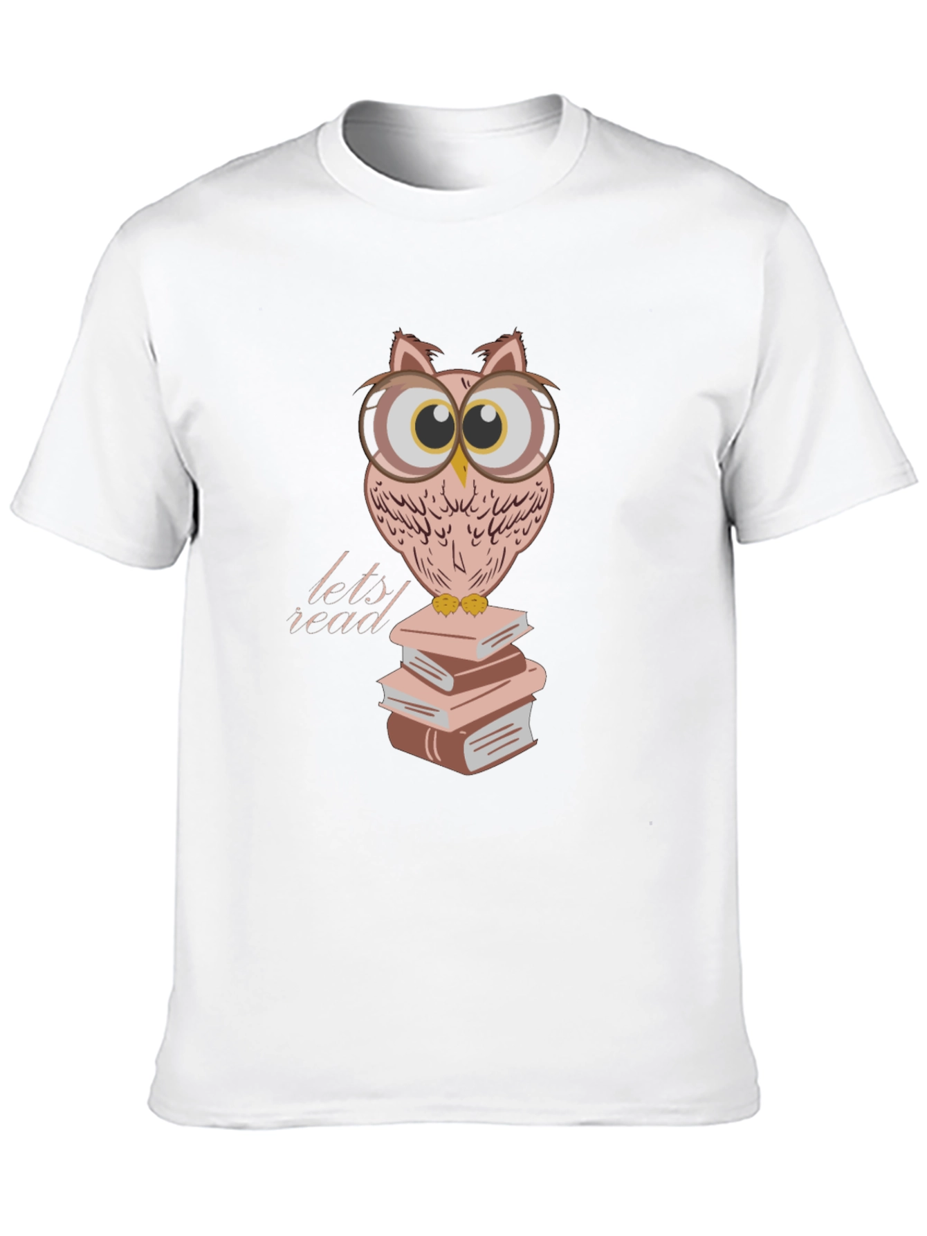 Owl Reading Books T-Shirt - Black Cotton Tee