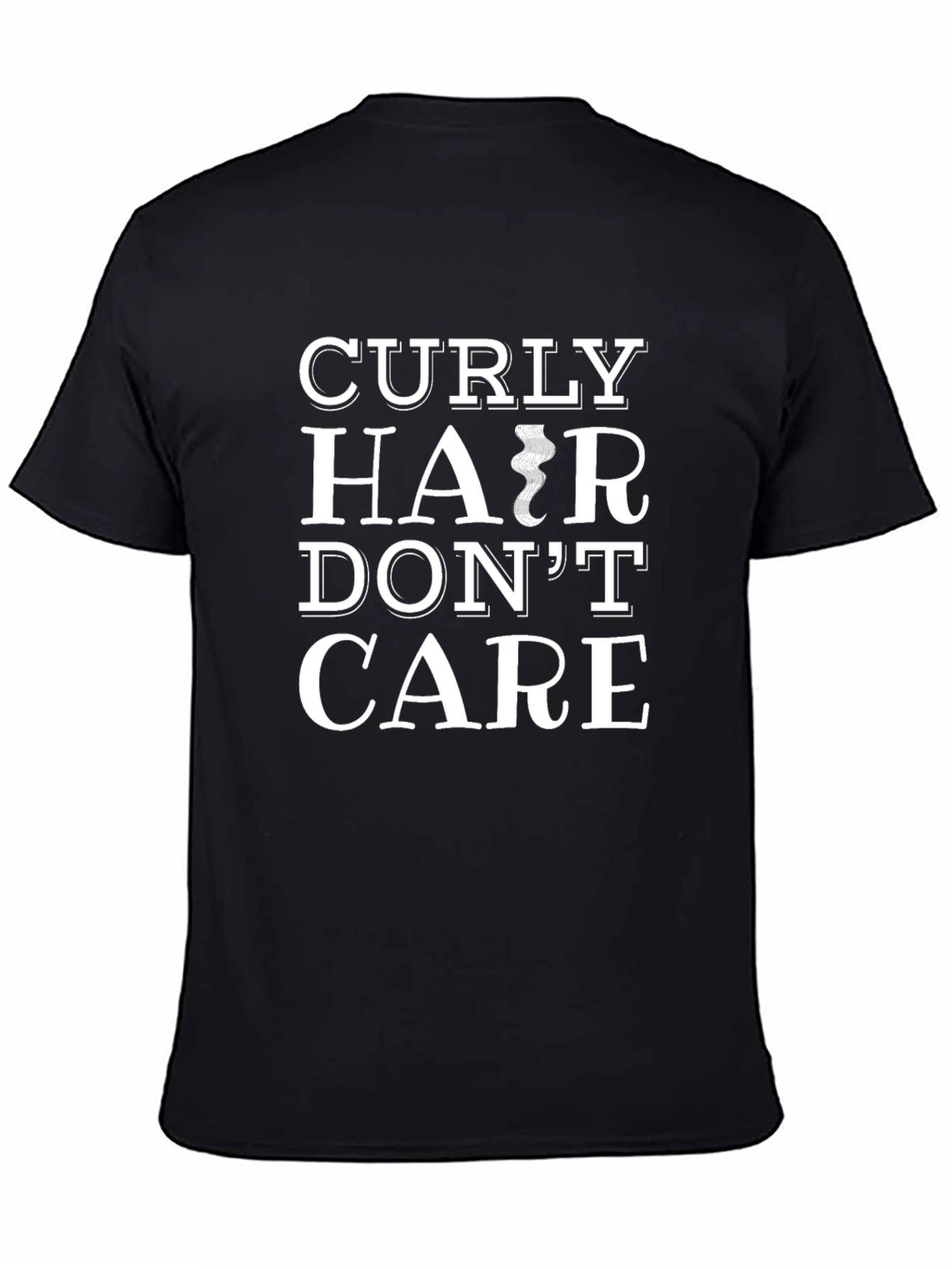 Curly Hair Dont Care Black Tee