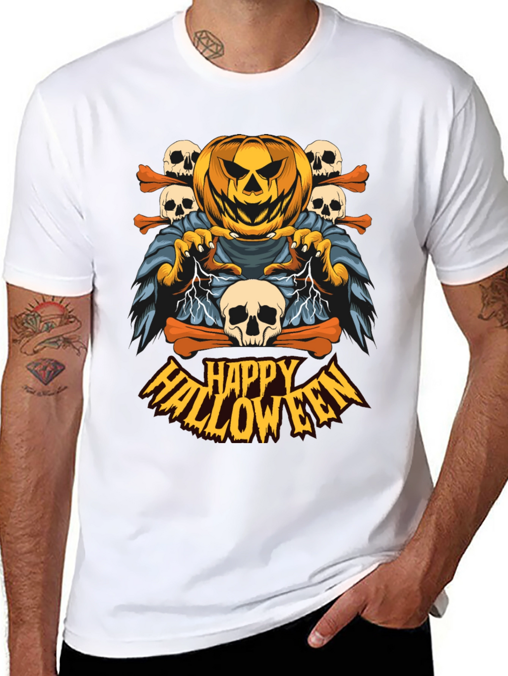 Happy Halloween Pumpkin Skull T-Shirt