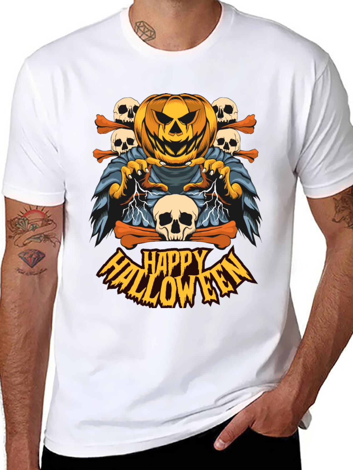 Happy Halloween Pumpkin Skull T-Shirt