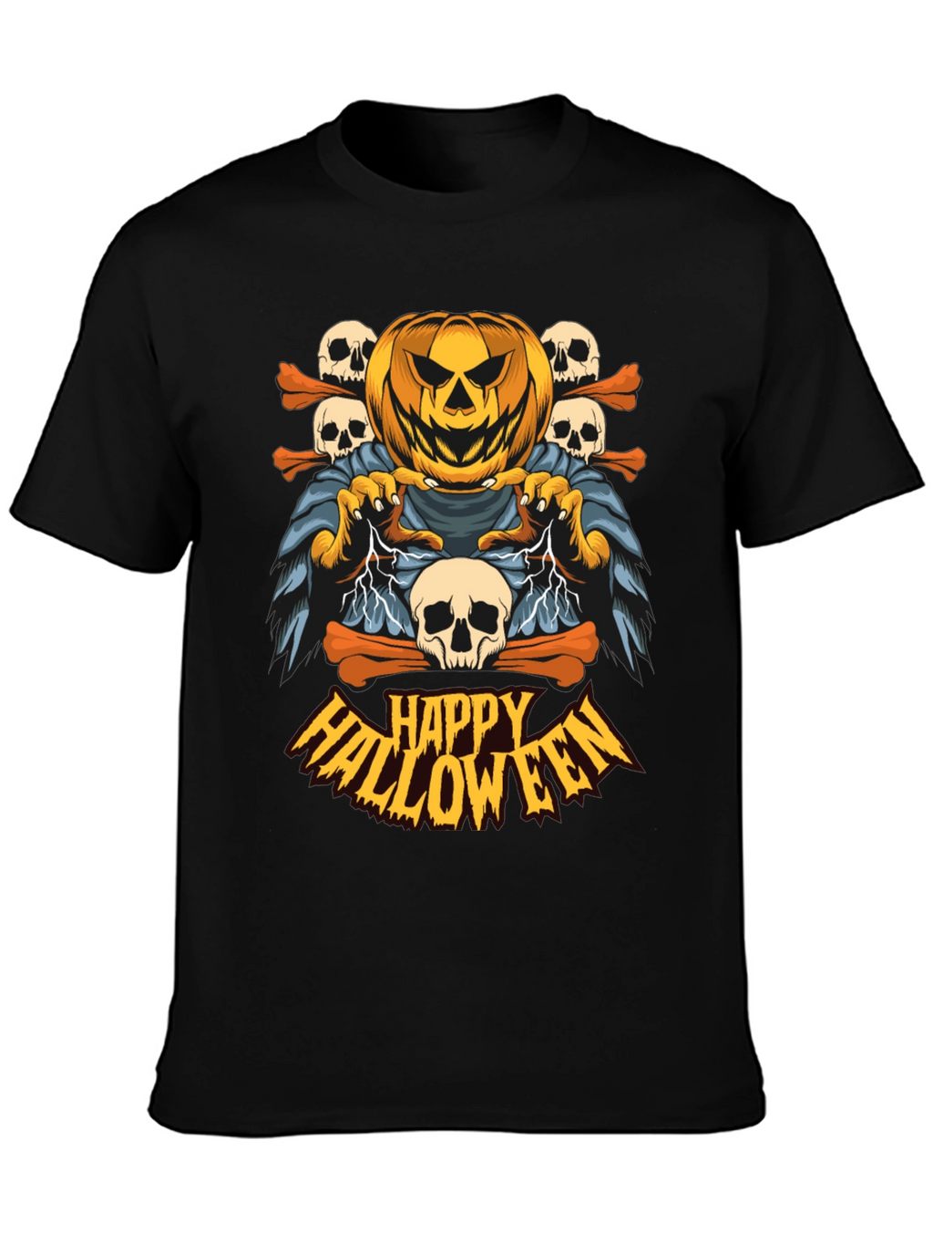 Happy Halloween Pumpkin Skull T-Shirt