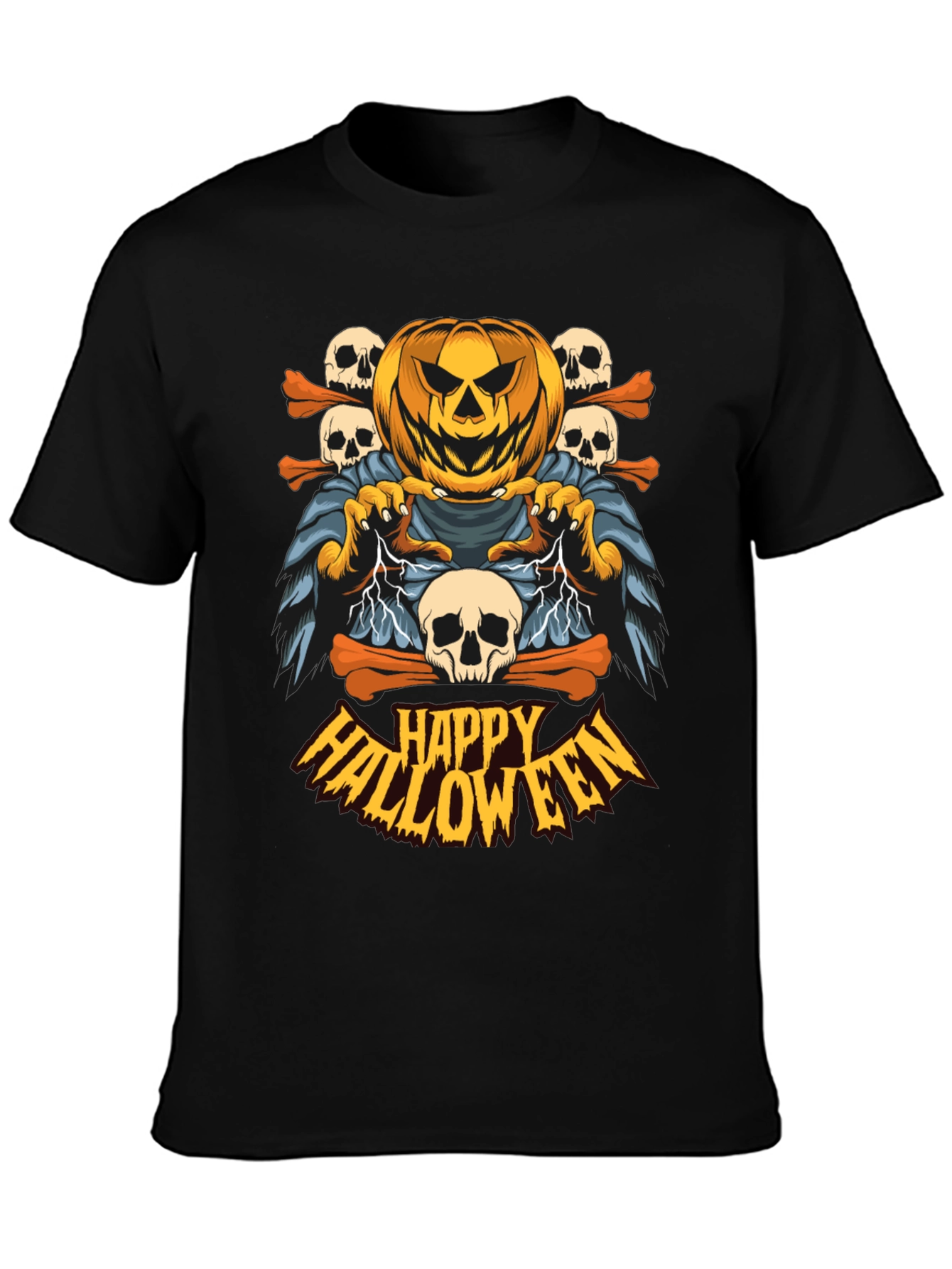 Happy Halloween Pumpkin Skull T-Shirt