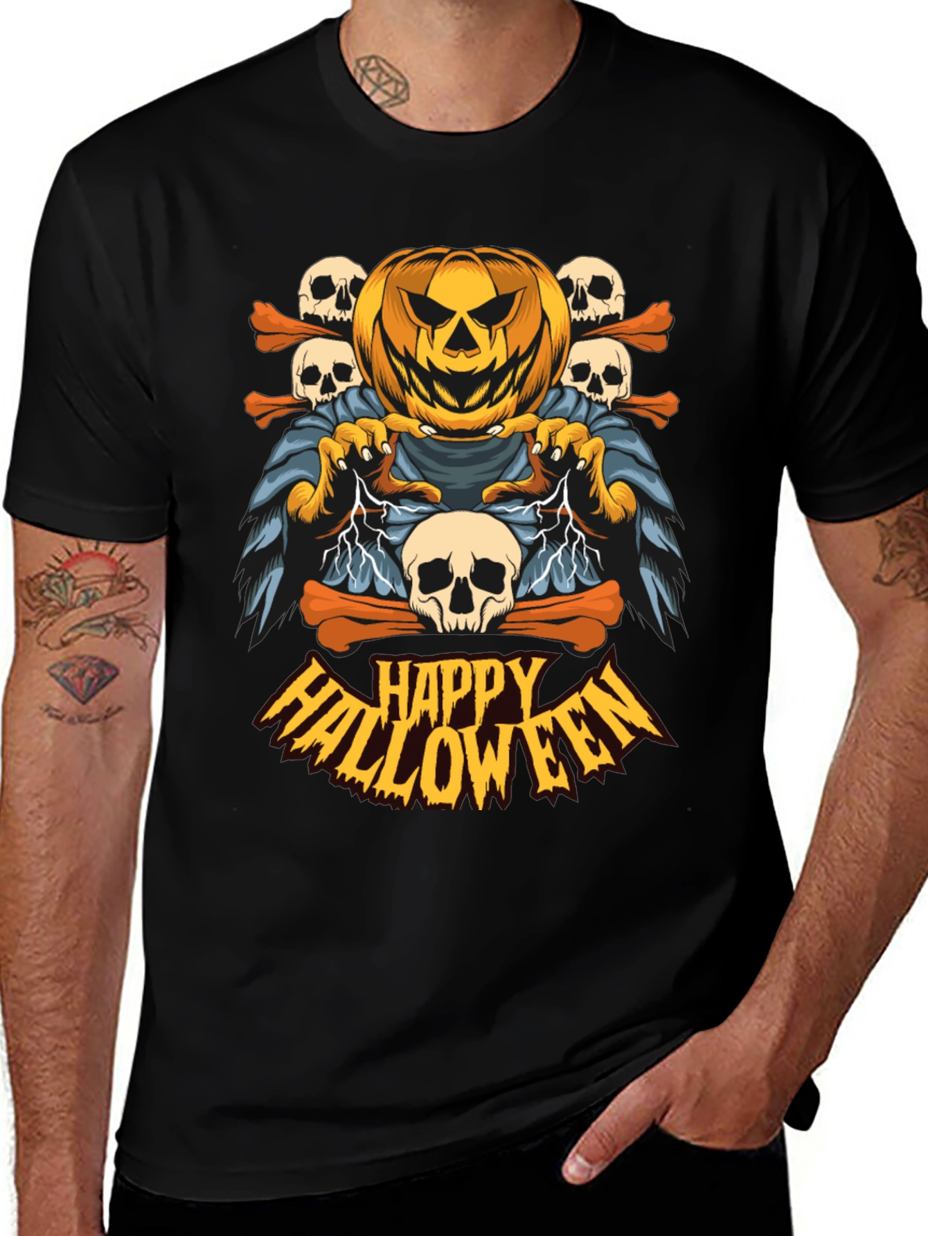 Happy Halloween Pumpkin Skull T-Shirt