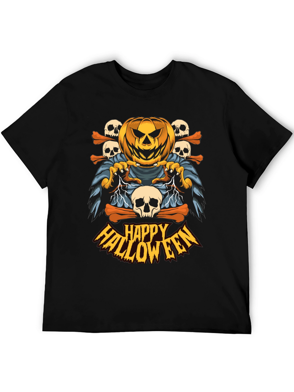 Happy Halloween Pumpkin Skull T-Shirt