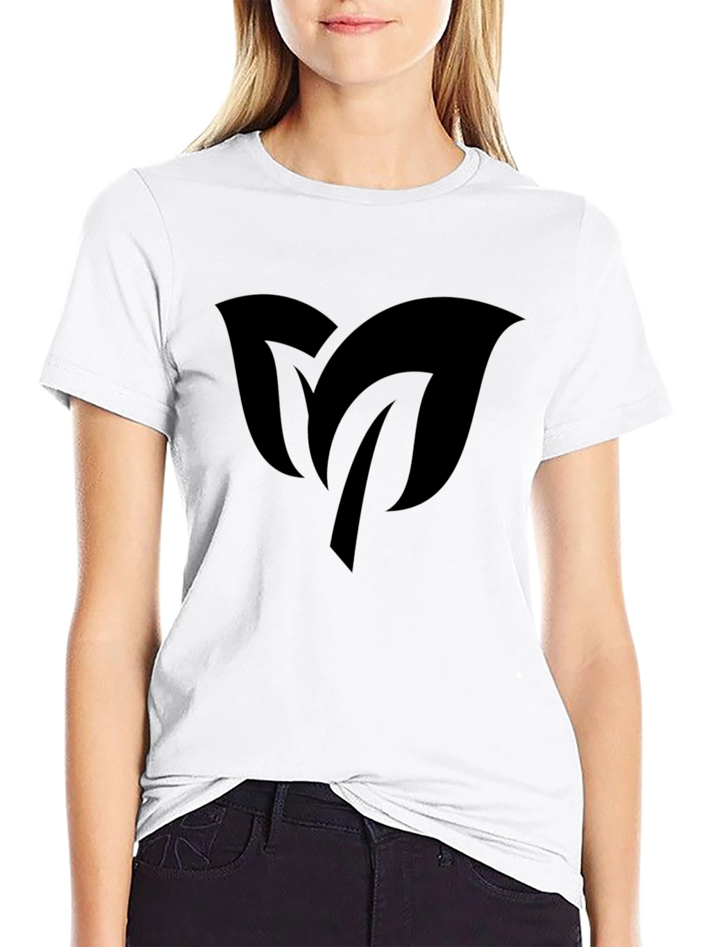 Mens Black T-Shirt with Leaf Design
