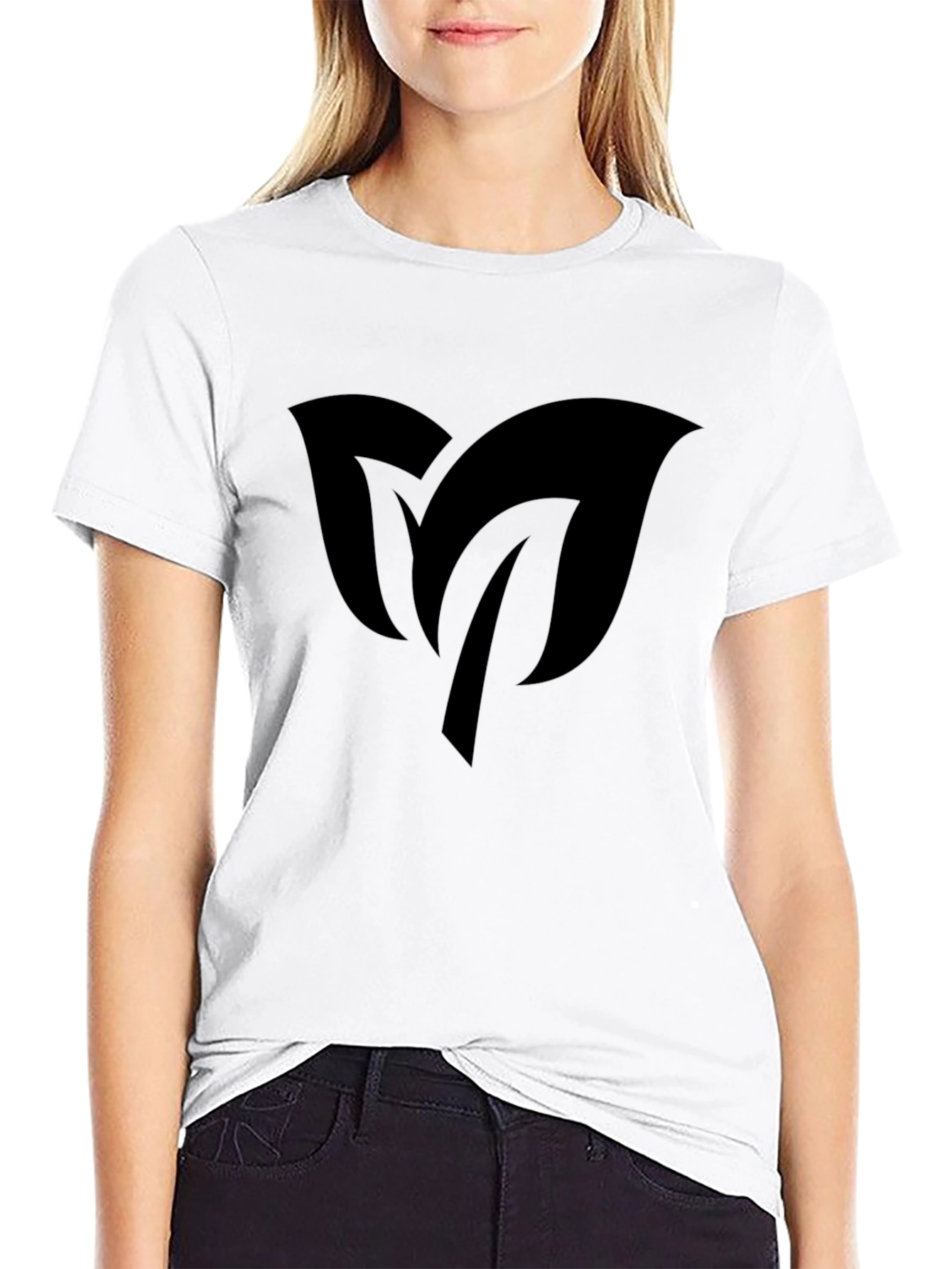 Mens Black T-Shirt with Leaf Design