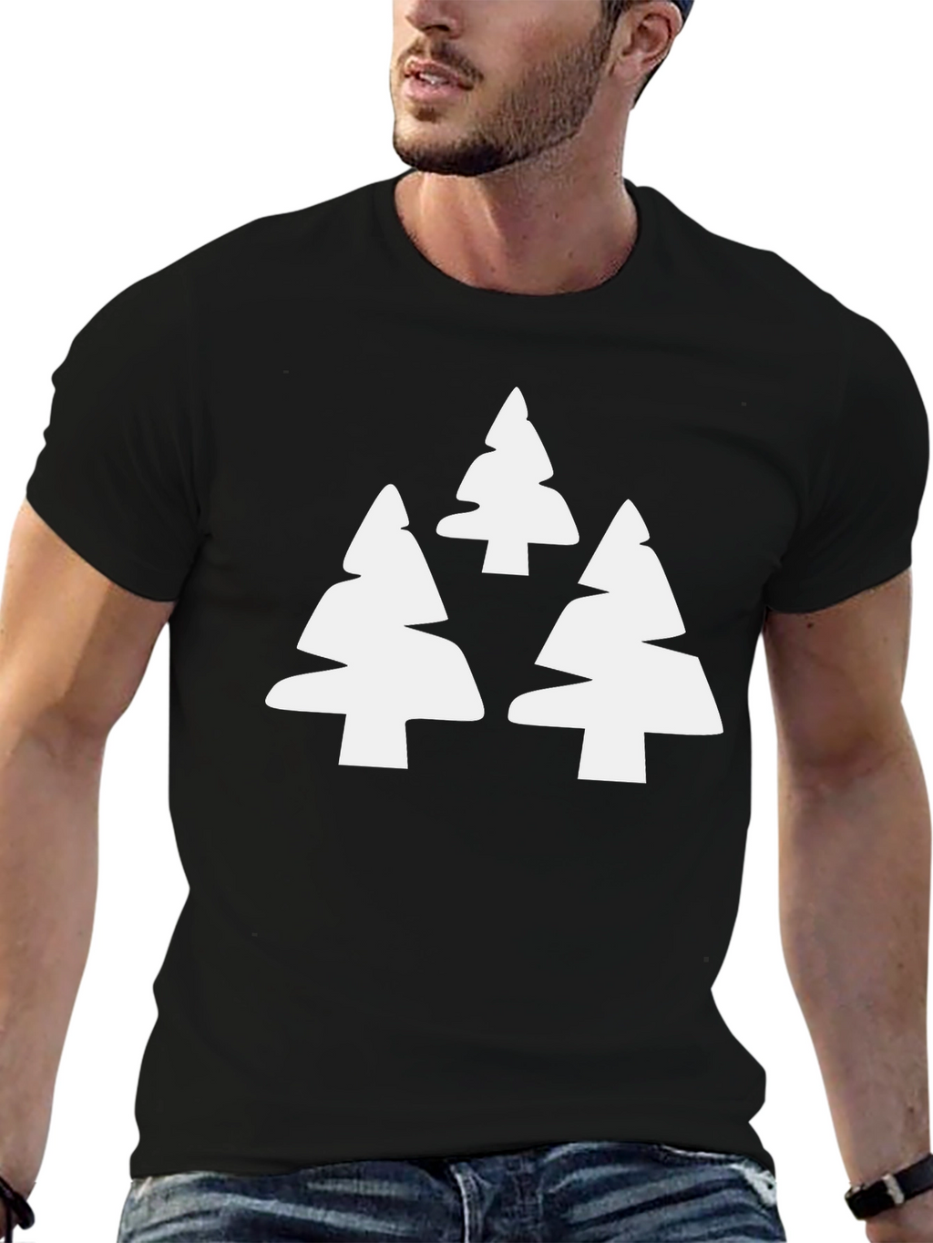 Modern Tree Graphic Tee - Black Casual T-Shirt
