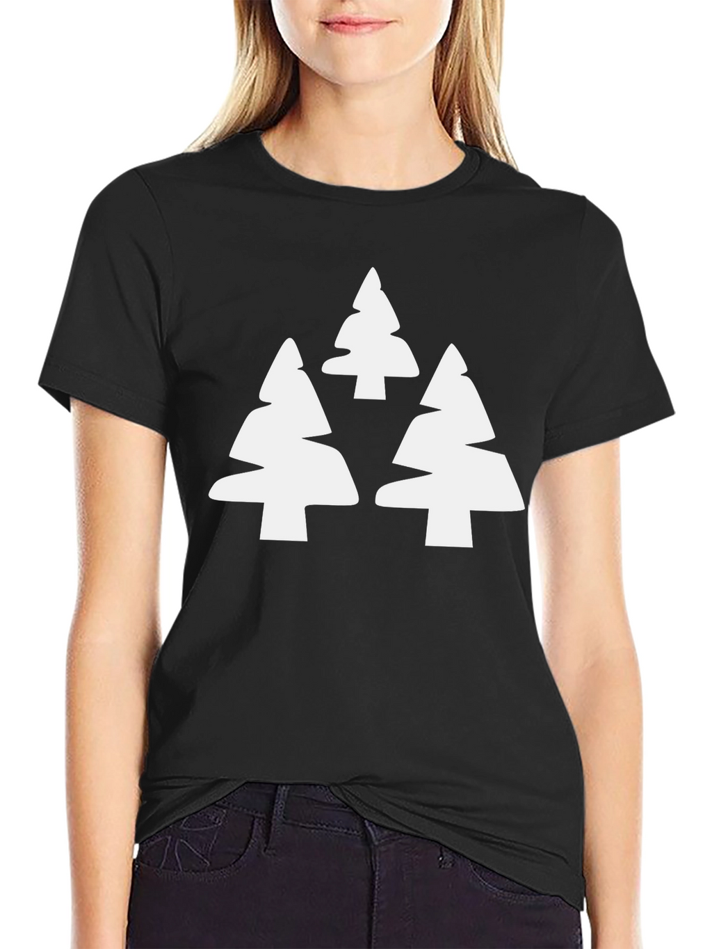 Modern Tree Graphic Tee - Black Casual T-Shirt
