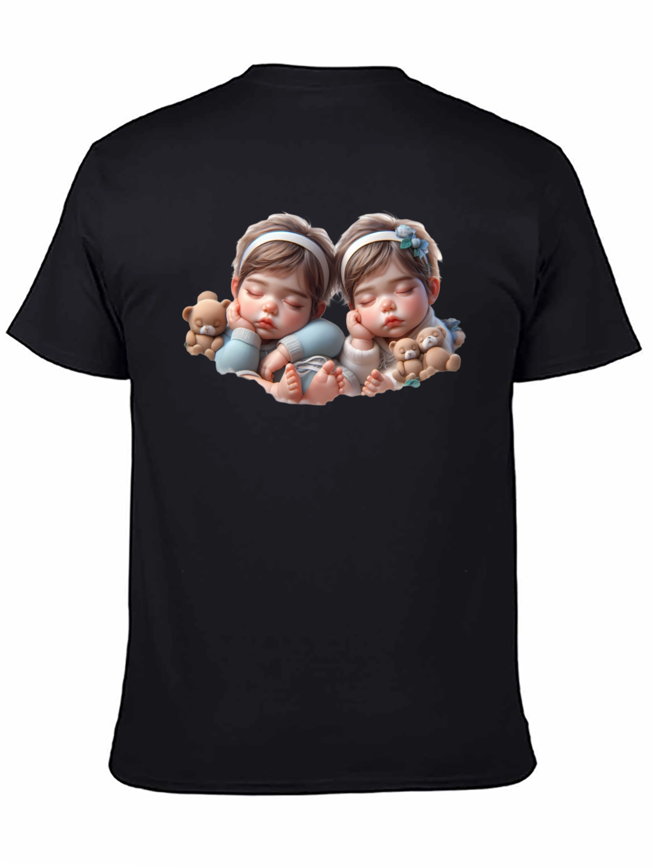 Cute Baby Twins Black T-Shirt
