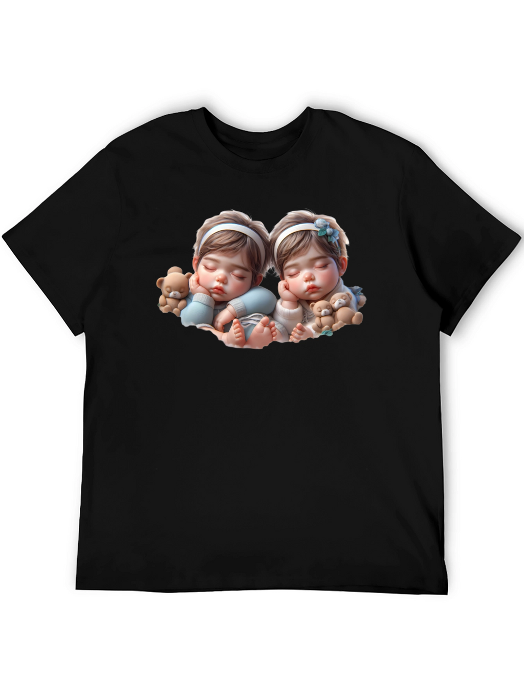 Cute Baby Twins Black T-Shirt