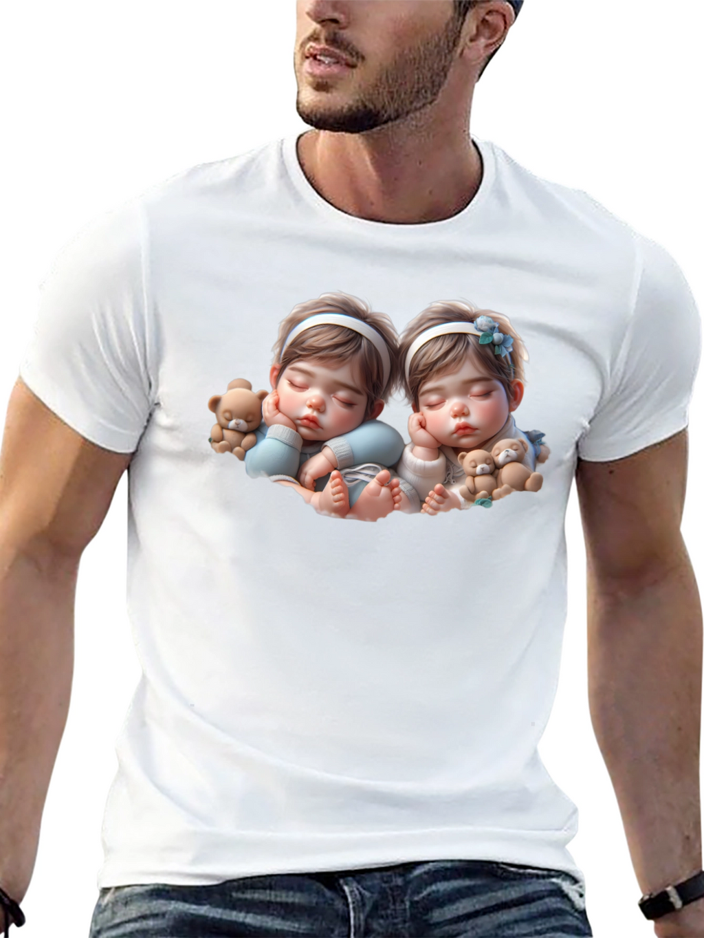 Cute Baby Twins Black T-Shirt