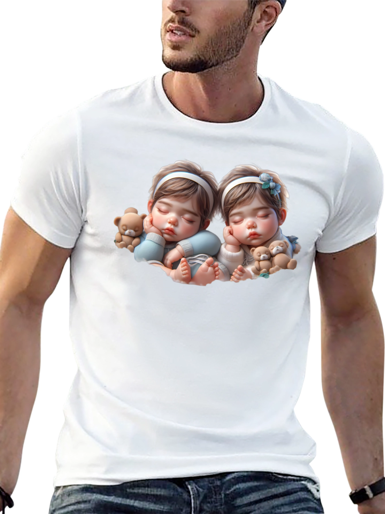 Cute Baby Twins Black T-Shirt