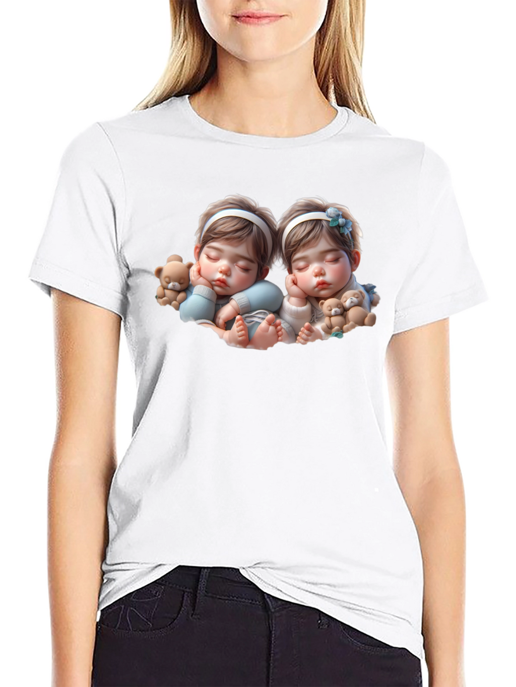 Cute Baby Twins Black T-Shirt