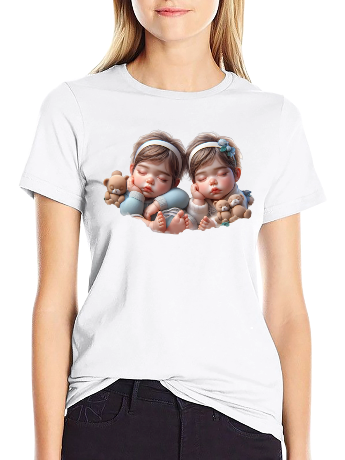 Cute Baby Twins Black T-Shirt