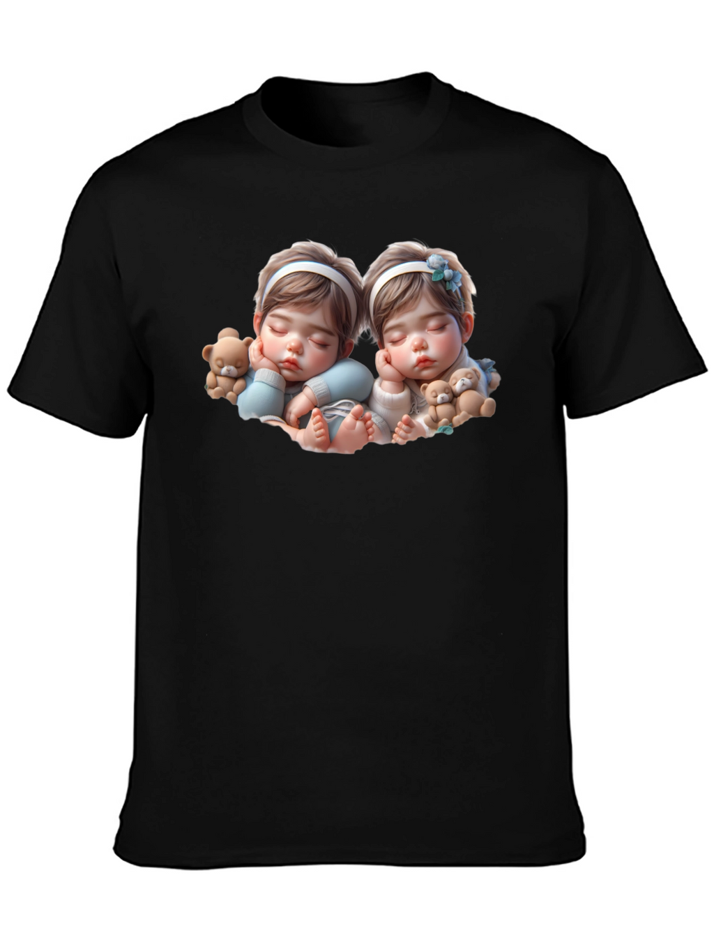 Cute Baby Twins Black T-Shirt