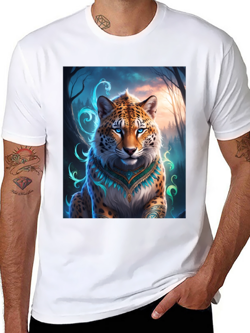 Mystic Leopard Graphic Tee - Mens Black T-Shirt