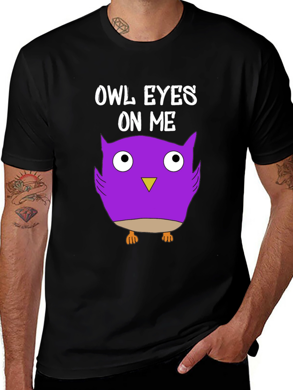 Owl Eyes On Me Graphic Tee - Black