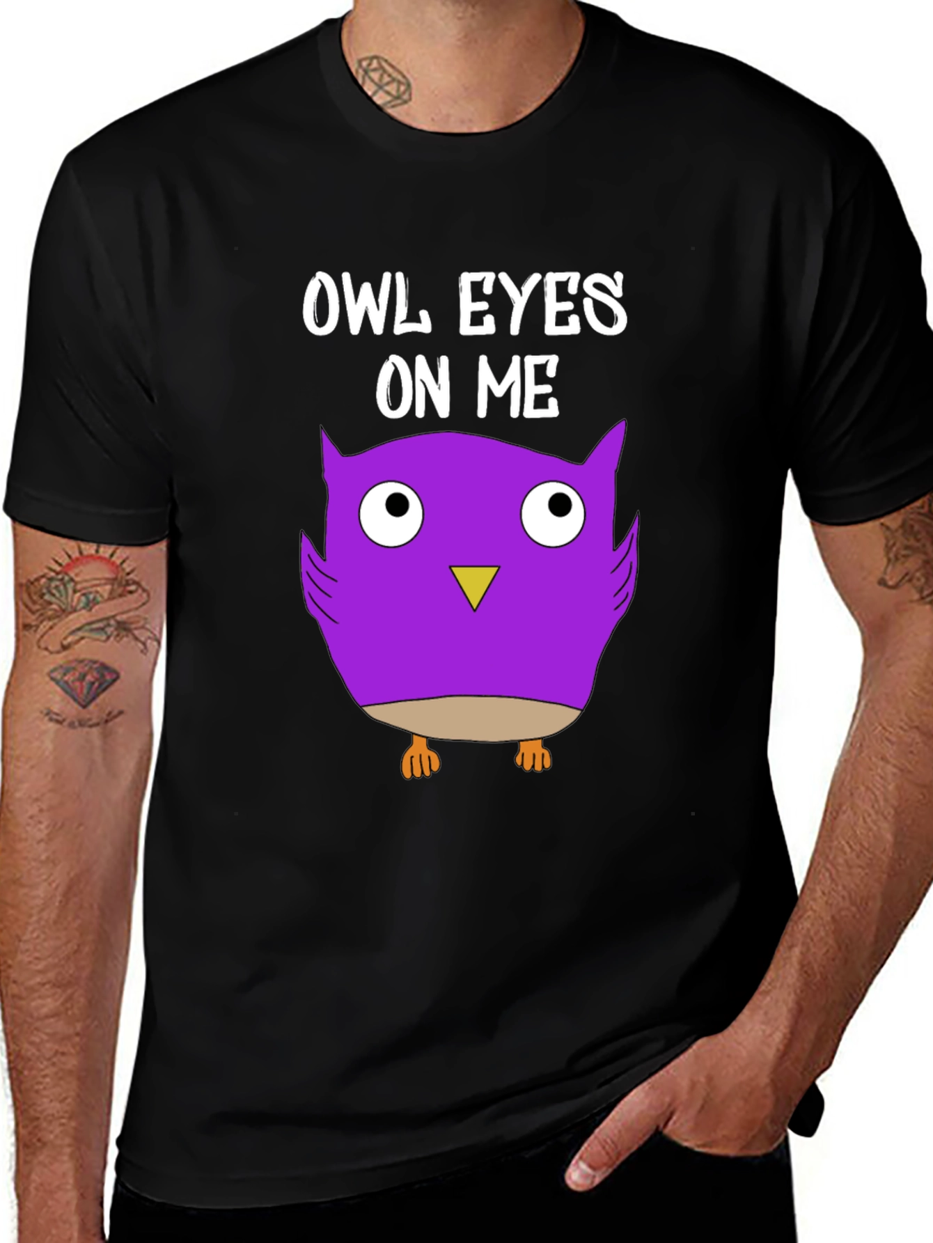 Owl Eyes On Me Graphic Tee - Black