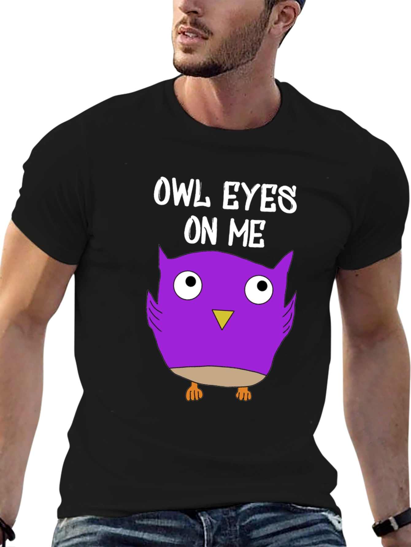 Owl Eyes On Me Graphic Tee - Black