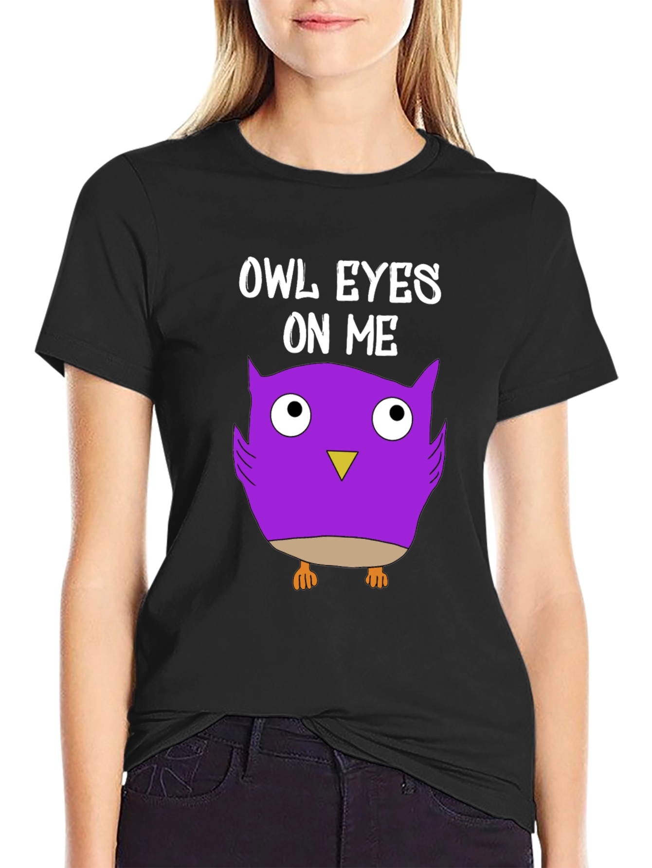 Owl Eyes On Me Graphic Tee - Black