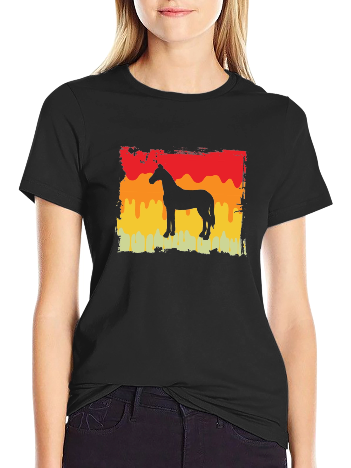 Horse Silhouette Sunset T-Shirt - Equestrian Style