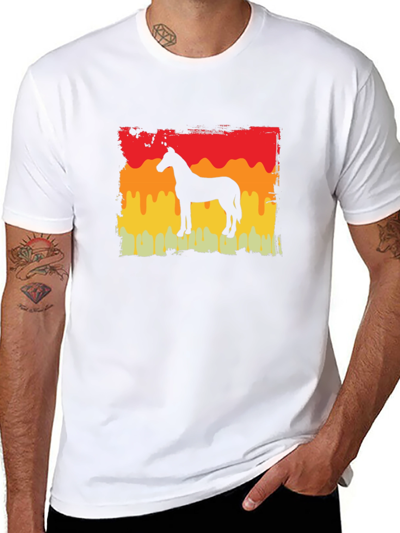 Horse Silhouette Sunset T-Shirt - Equestrian Style